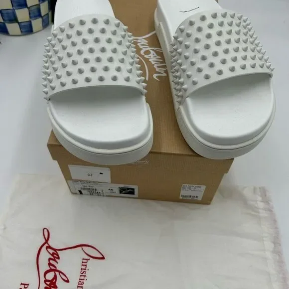 Men's Christian Louboutin studded Pool slides size 45 made in Italy - Picture 3 of 9